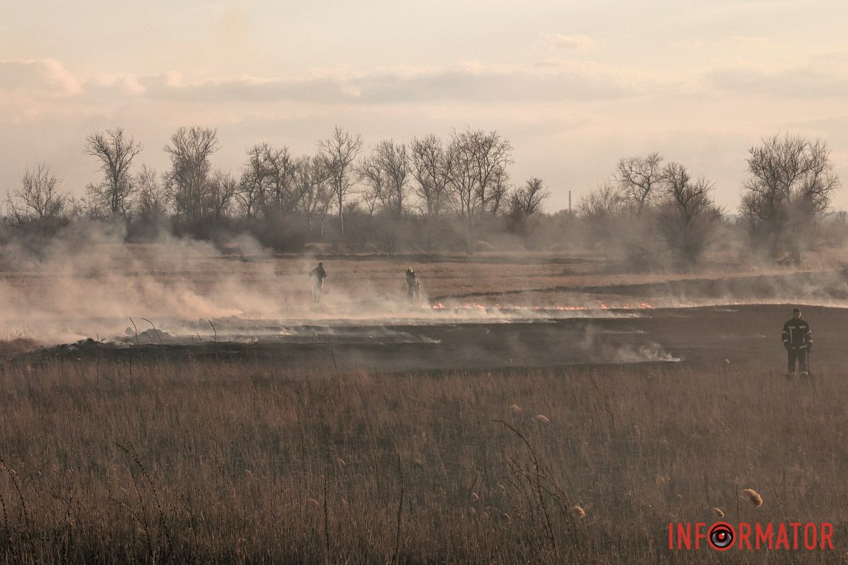 Водителям следует быть особенно внимательными на этом участке Дым виден из Днепра: на Полтавском шоссе под Днепром масштабно пылает сухостой.