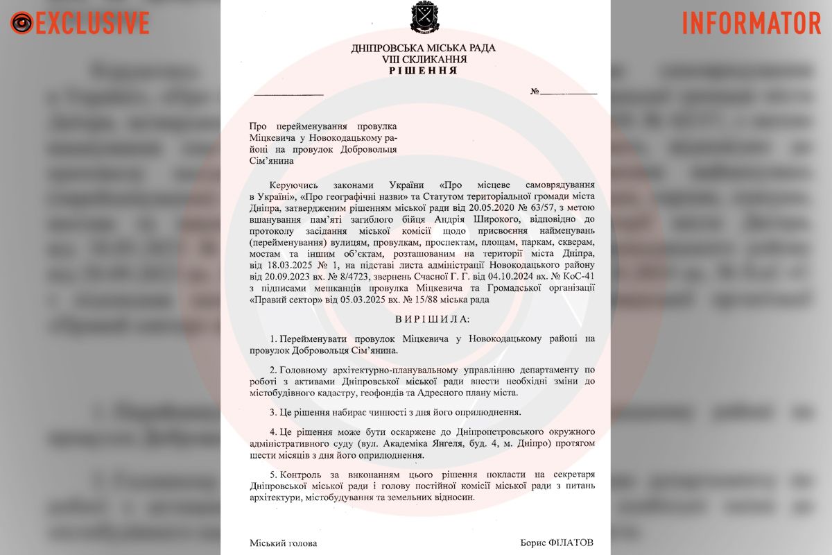 Проект решения Днепровского городского совета Проект решения Днепровского городского совета