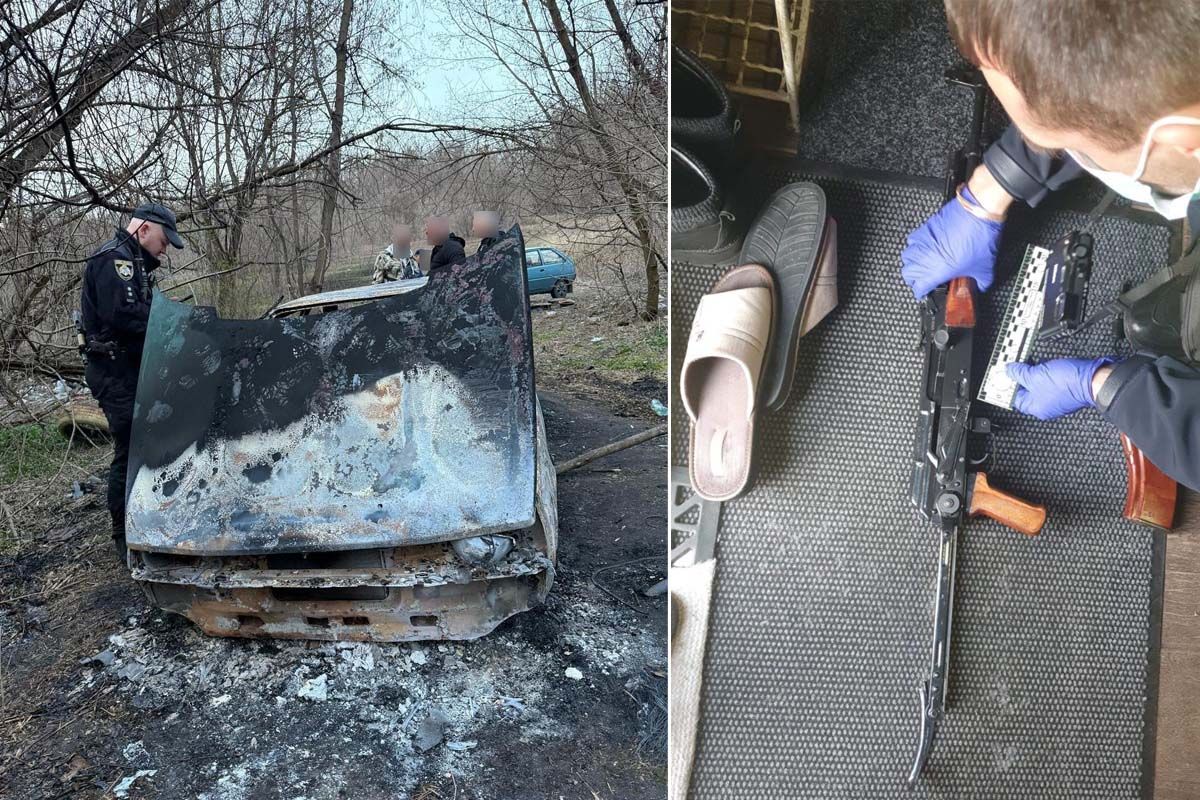 Подозреваемый сжег авто, у него нашли оружие и боеприпасы