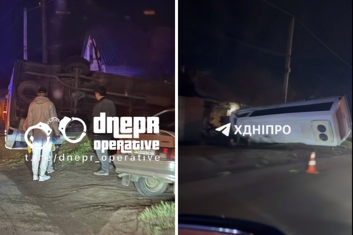 Переброшенная маршрутка. Фото - соцсети