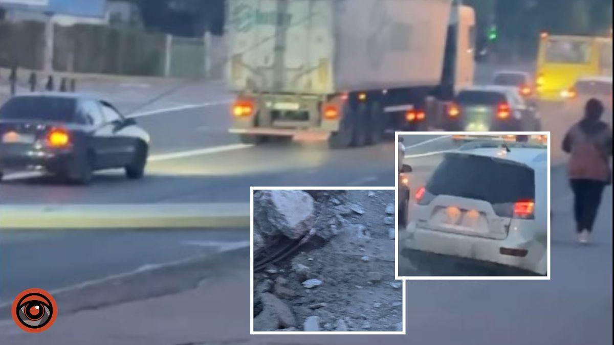 В Днепре на проспекте Ивана Мазепы водитель Mitsubishi снес столб и уехал с места ДТП