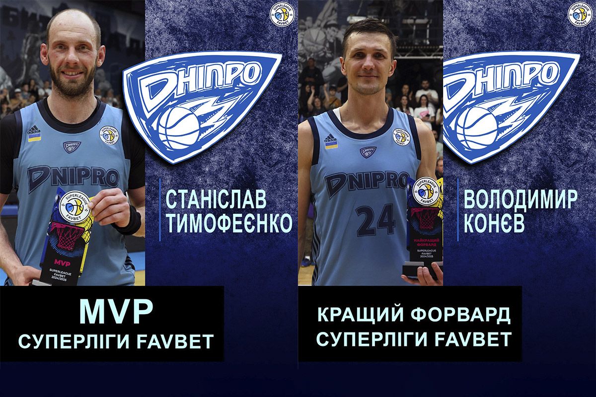 Тимофеєнко та Конєв з нагородами «Золотий дубль»: баскетбольний клуб «Дніпро» виграв «Суперлігу» вдруге поспіль 3
