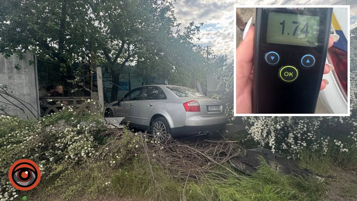 У Дніпрі п’яний водій Audi влетів у паркан приватного будинку