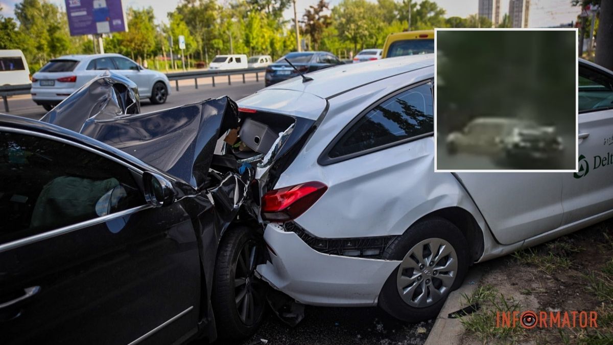 Видео момента ДТП: в Днепре на Набережной Победы водитель Volkswagen устроил масштабную аварию, "играя в шашки" на скорости