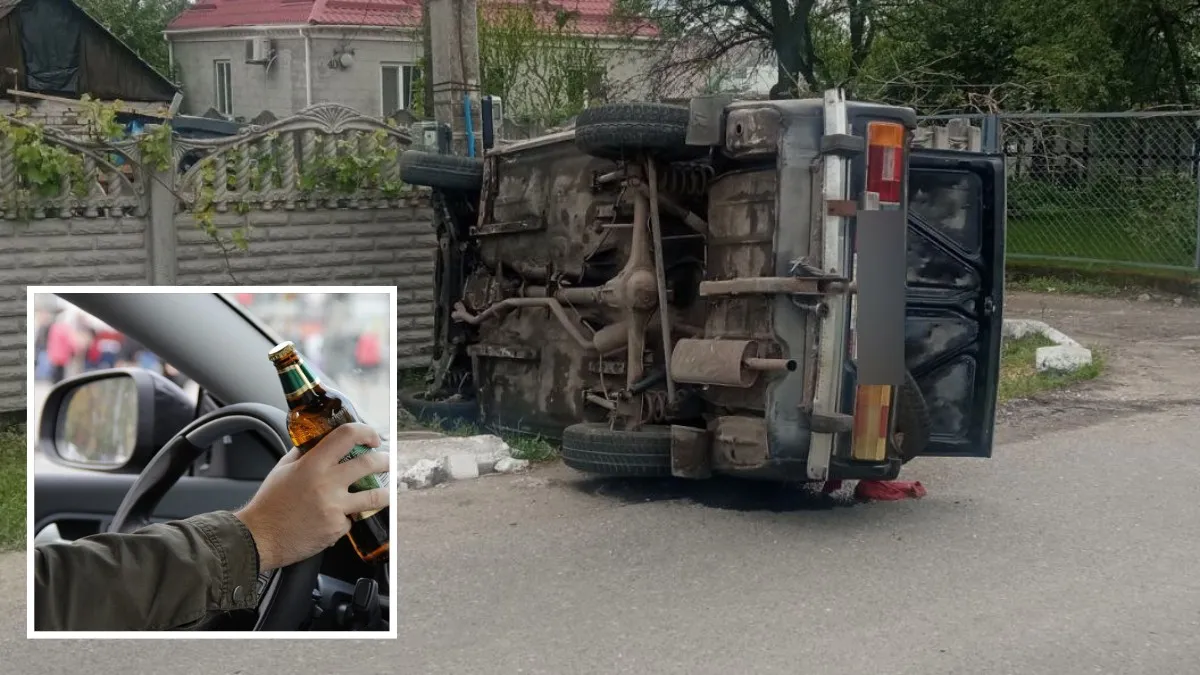 В Днепре перевернулся ВАЗ: водитель был пьян и без прав