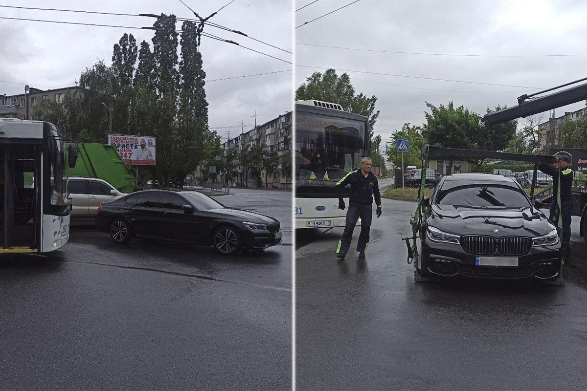Водій BMW заблокував рух тролейбуса Водій BMW заблокував рух тролейбуса