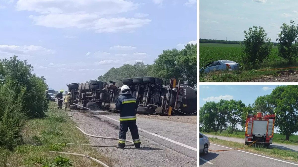 У Дніпропетровській області перекинулись Nissan та вантажівка з піском: деталі від рятувальників