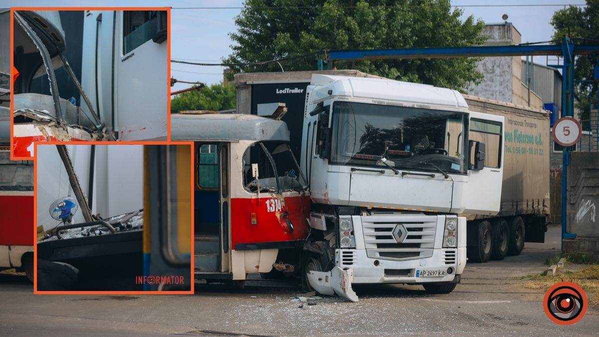 У Дніпрі на вулиці Зимових Походів трамвай №9 врізався у вантажівку
