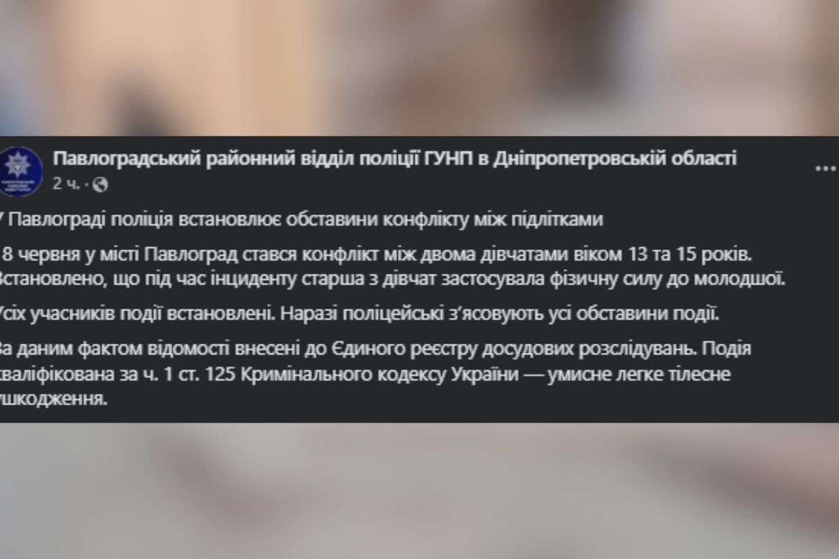 Коментар поліції щодо події Вимагала встати на коліна перед натовпом: подробиці побиття в Павлограді 13-річної школярки 1