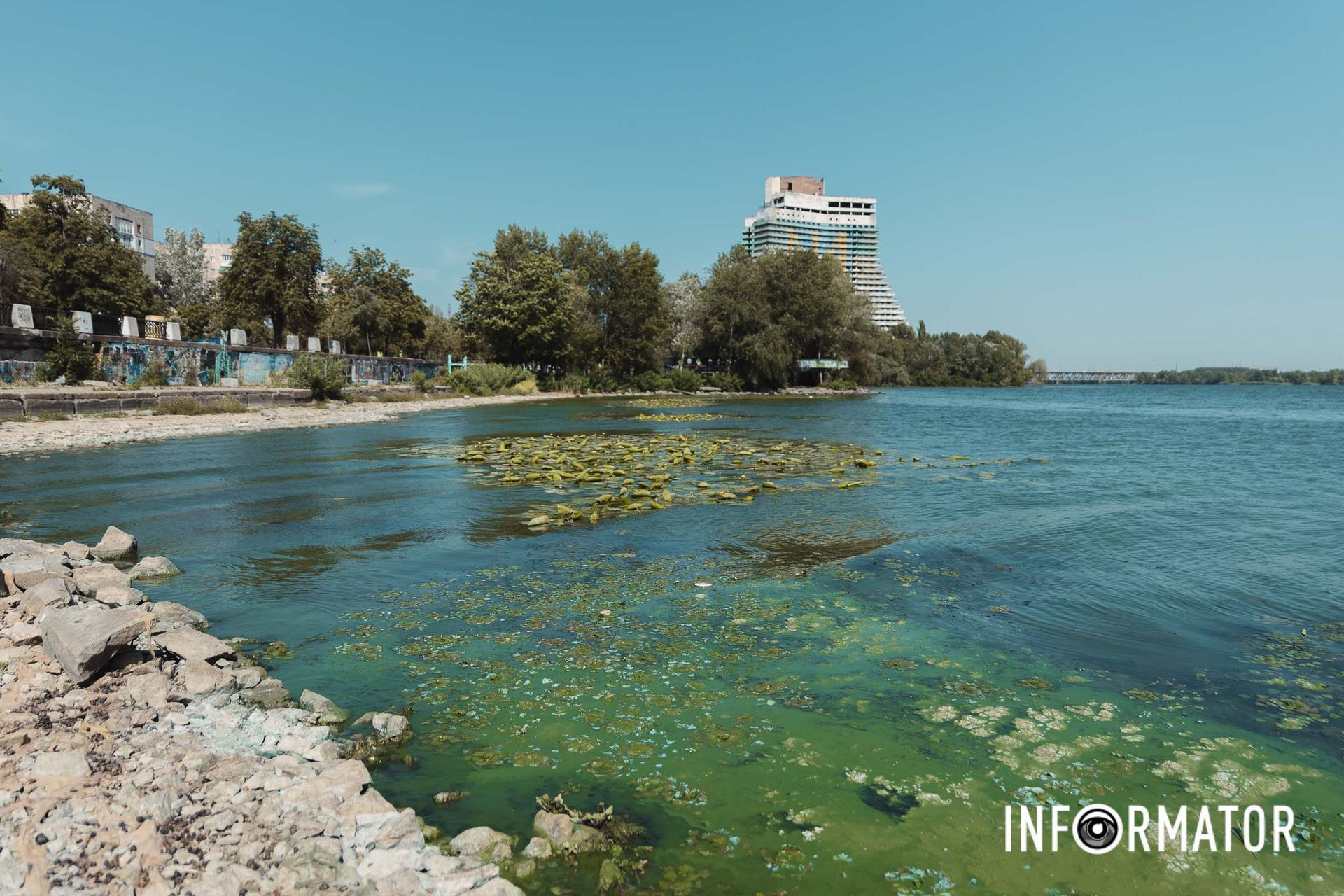 Вода втратила прозорість Річка в Дніпрі позеленіла і смердить: що відбувається на набережній 17