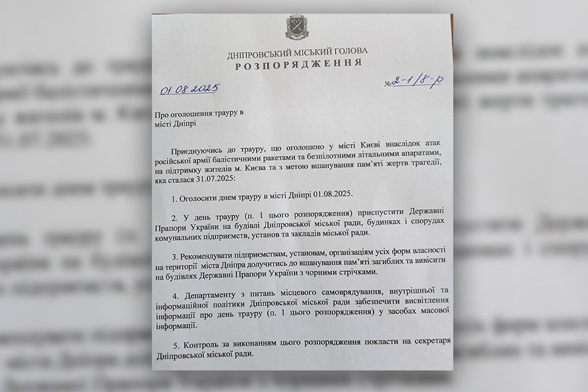 Розрорядження мера Дніпра