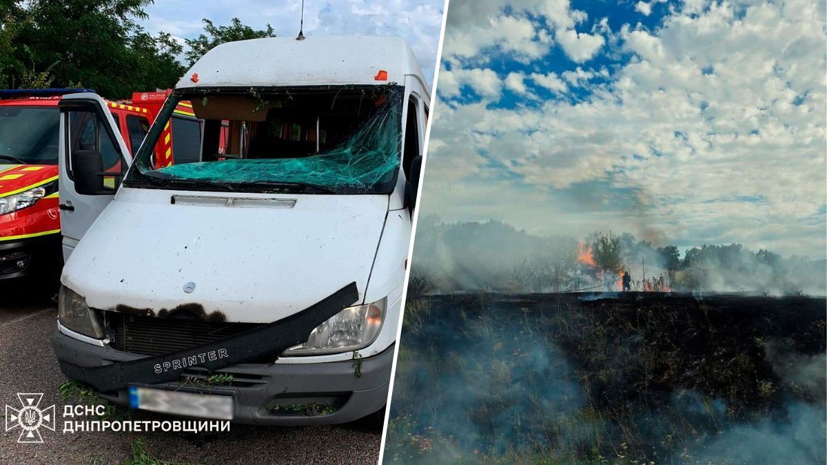 Ракетний удар по Дніпровському району: рятувальники показали кадри з місця атаки з пошкодженою автівкою та пожежею
