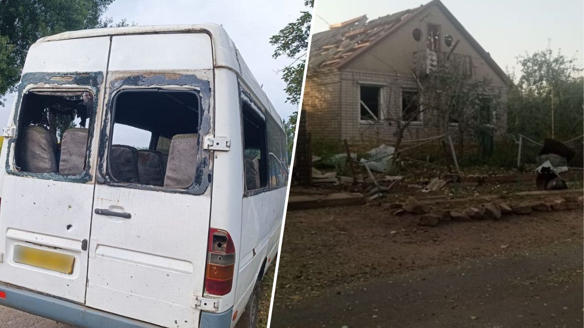 Ворог вдарив дроном по пасажирському мікроавтобусу та скинув КАБ біля будинків у Дніпропетровській області: фото та деталі від правоохоронців