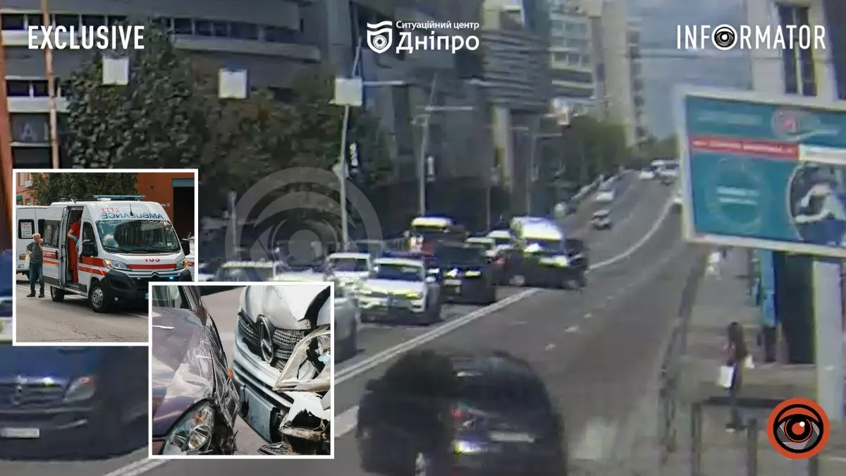 В Днепре возле ТРК «МОСТ-Сити» столкнулись Lada и маршрутка №21: видео момента ДТП