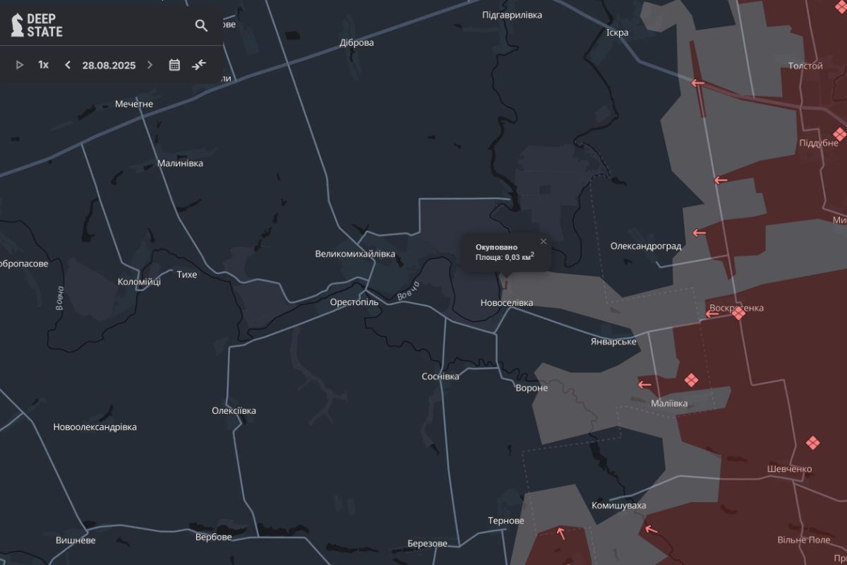 Мапа DeepState за 28 серпня