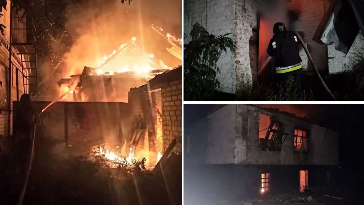 Нічна атака БпЛА по Дніпропетровській області: сталися три загоряння, вогонь охопив будівлю пожежної охорони
