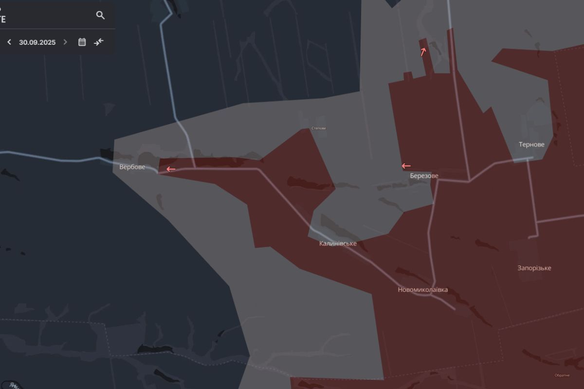 Карта боевых действий в области за 30 сентября