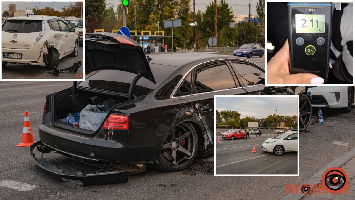 2,11 промилле алкоголя в крови: в Днепре водитель Audi устроил гонку с полицией, травмировал человека и повредил шесть автомобилей