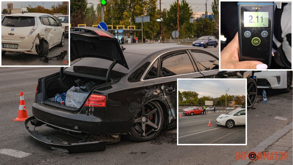 2,11 проміле алкоголю в крові: у Дніпрі водій Audi влаштував перегони з поліцією, травмував людину та пошкодив шість автівок