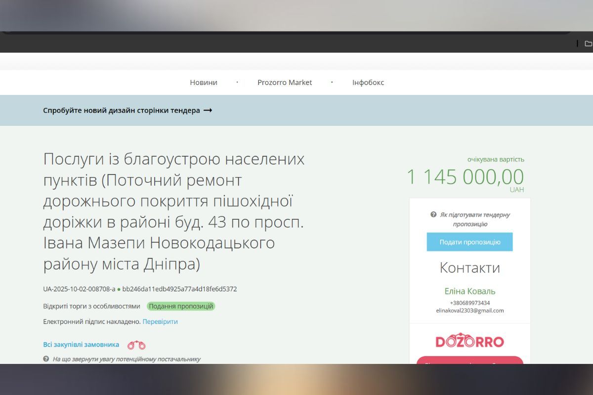 В Днепре на проспекте Ивана Мазепы хотят отремонтировать тротуар более чем за миллион гривен 1