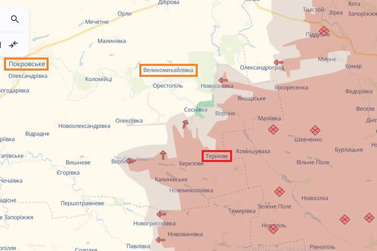 DeepState обновил карту: россияне захватили Терново DeepState обновил карту: россияне захватили Терново