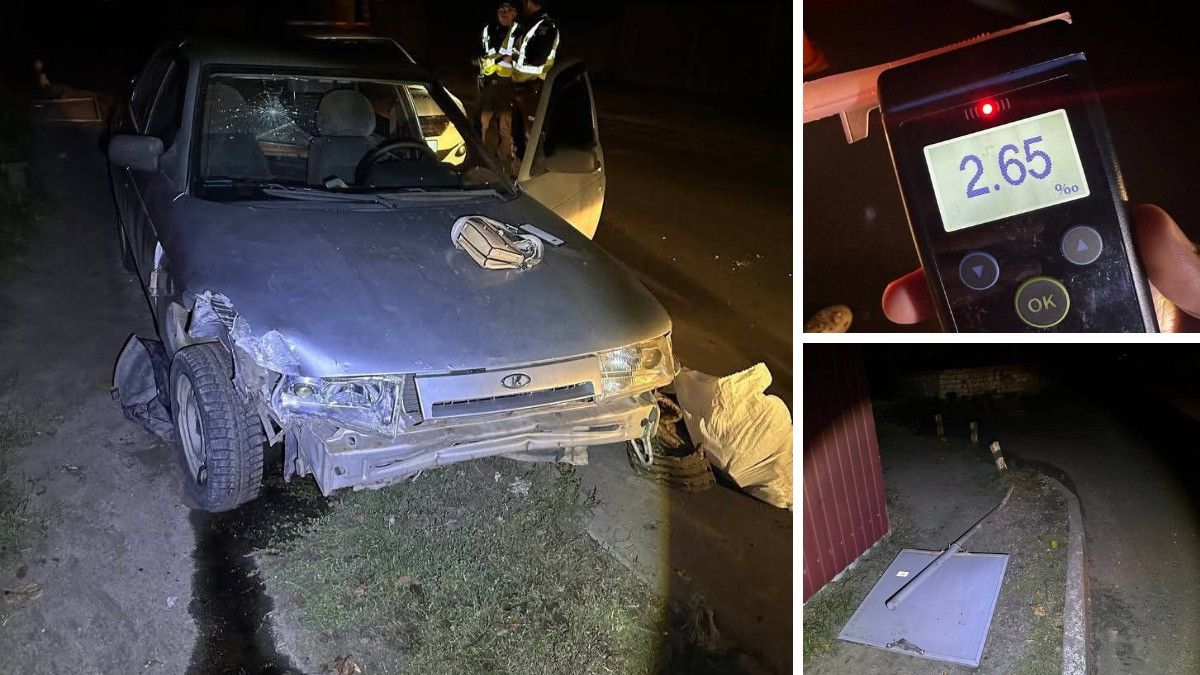 2,65 проміле алкоголю у крові: у Дніпрі п'яна водійка ВАЗ вночі врізалась у дорожній знак