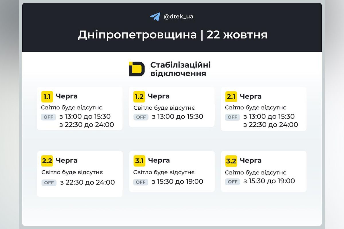 Графіки відключення абонентів ДТЕК Графіки відключення абонентів ДТЕК