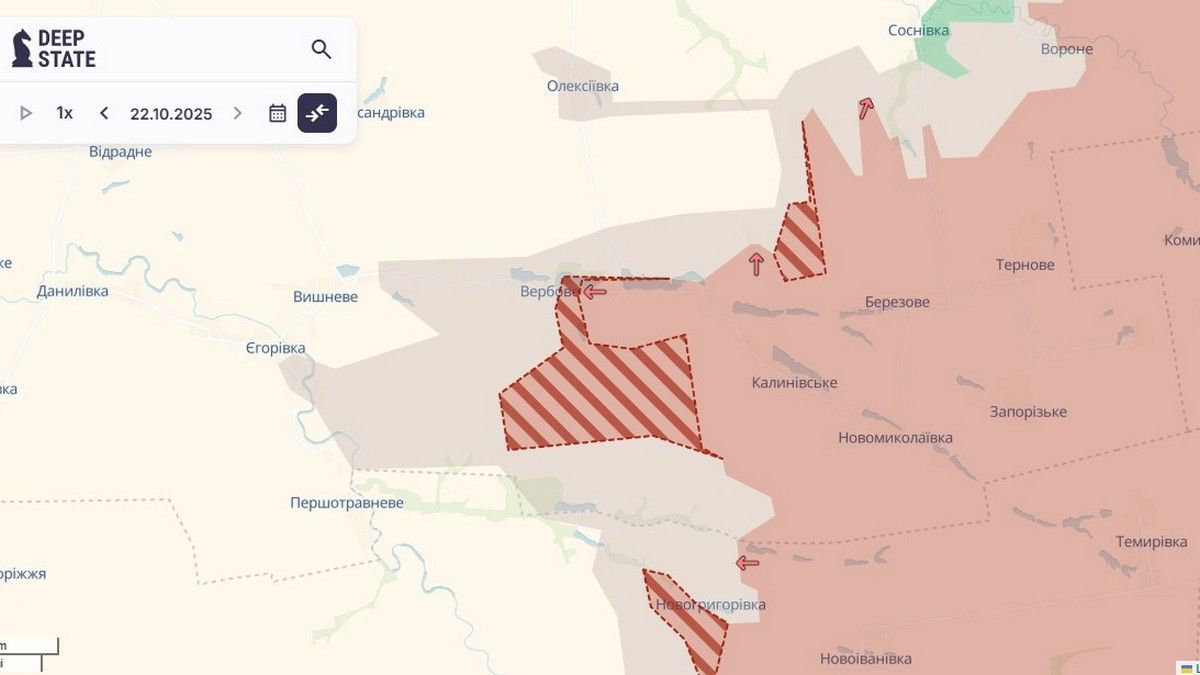 Збільшення "червоної зони" поблизу Вербового та Новогригорівки Збільшення "червоної зони" поблизу Вербового та Новогригорівки