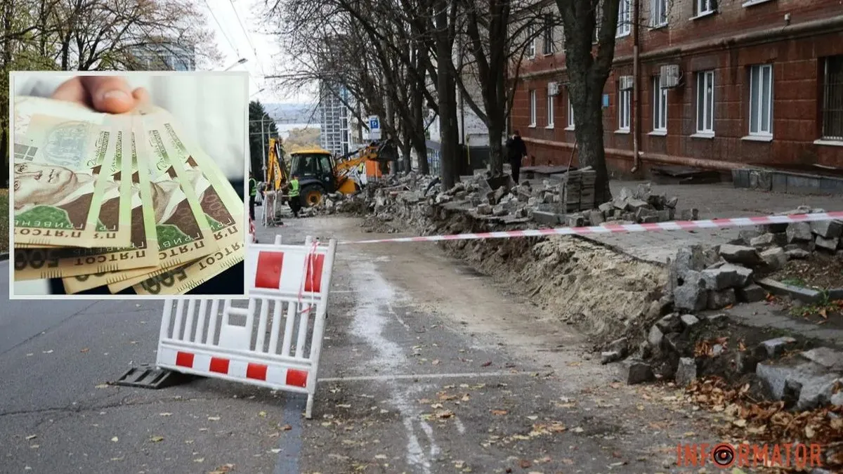 В Днепре на Дмитрия Яворницкого, возле паркомата, горсовет ремонтирует подпорную стенку на 2,3 миллиона гривен