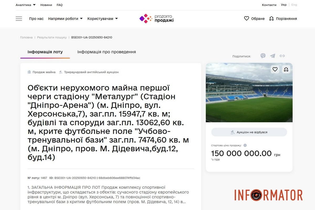 Аукціон не відбувся Аукціон не відбувся