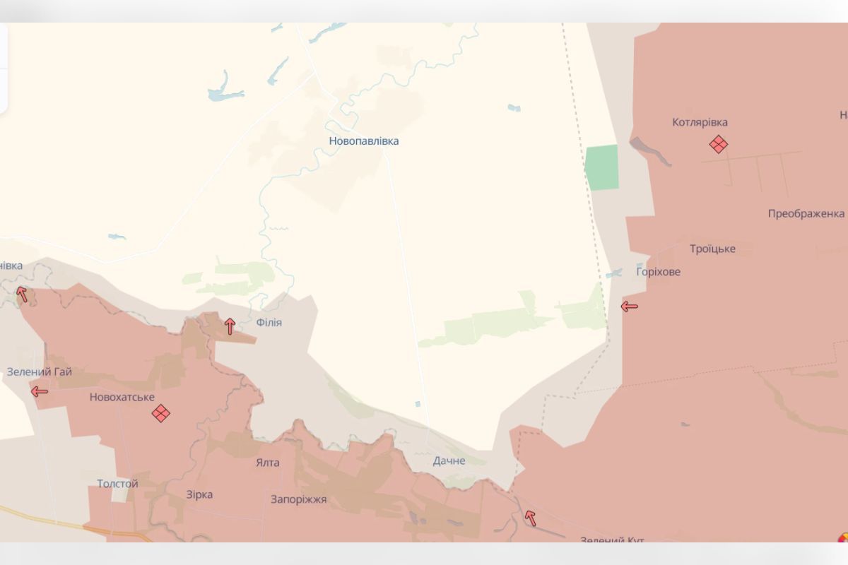 Ситуація поблизу Новопавлівки. Дані DeepState Ситуація поблизу Новопавлівки. Дані DeepState