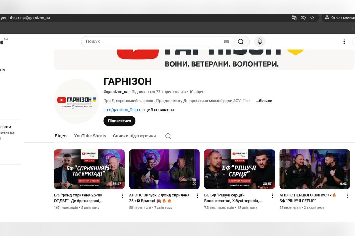 На канал підписалося 77 людей