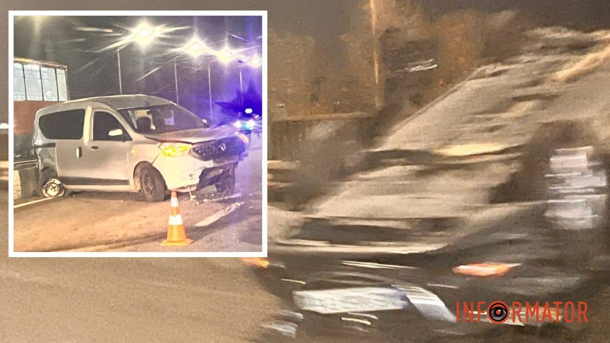 У Дніпрі на Кайдацькому мосту Mazda перекинулася на дах після зіткнення з Renault 4 листопада: постраждав чоловік