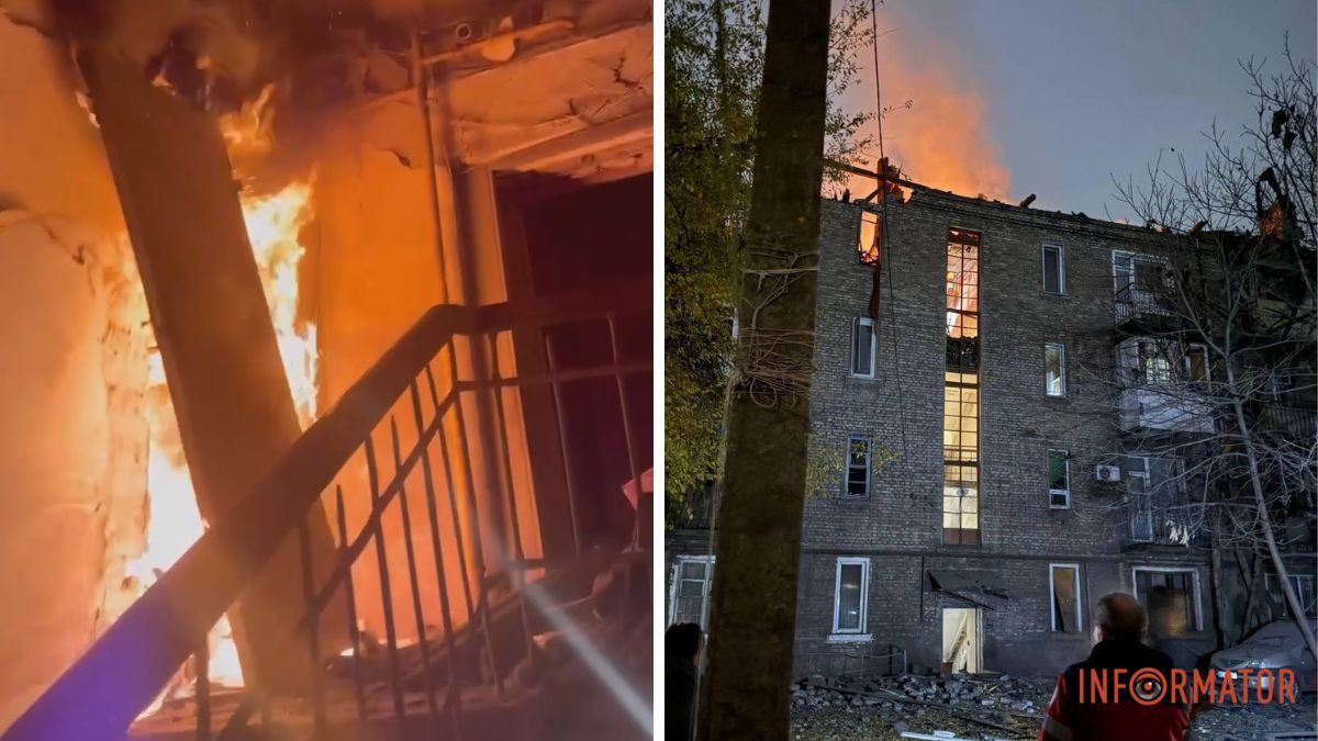 Масована атака на Кам'янське: пролунало більше десятка вибухів, палає багатоповерхівка, є постраждалі