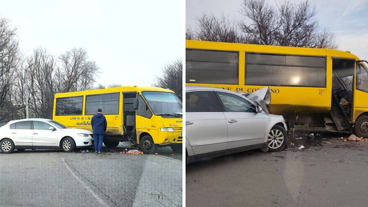 Відео моменту: у Підгородньому легковик зіштовхнувся з автобусом