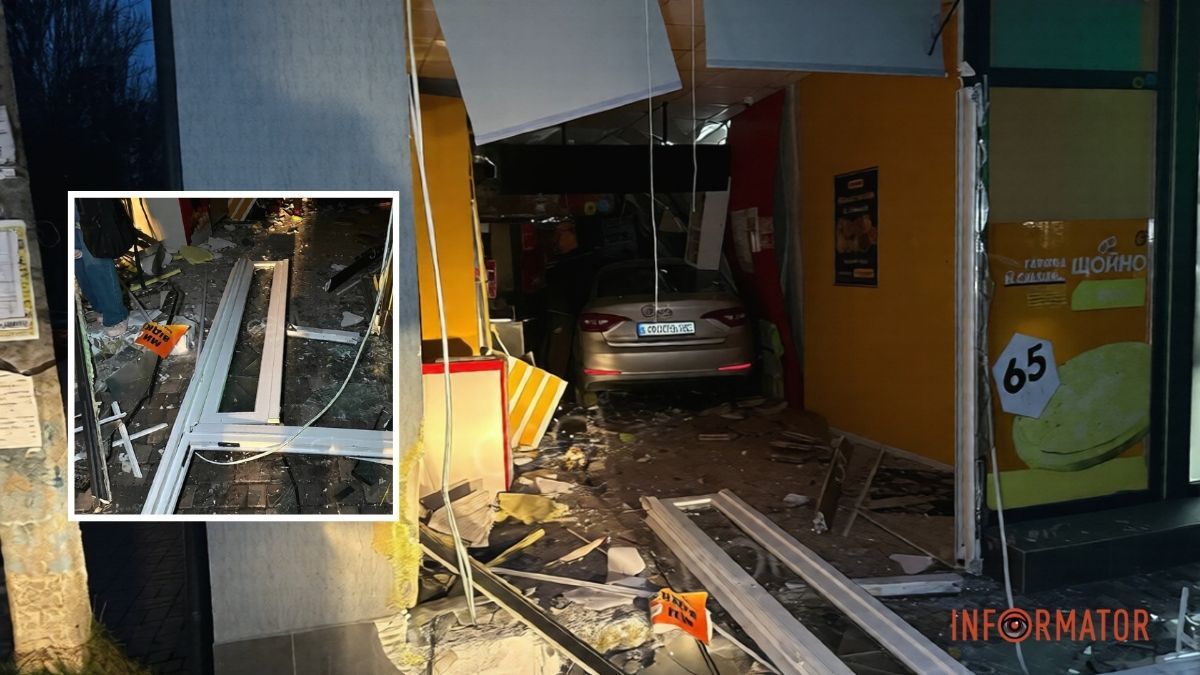 У Кривому Розі Hyundai в’їхав у піцерію PizzaDay, працівницю закладу притисло холодильником: відео моменту події