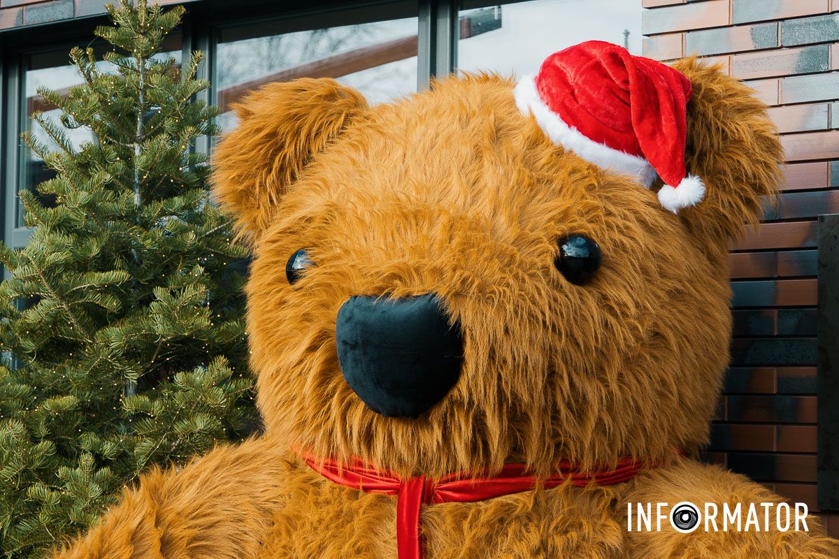 Робіть фотографії та відмічайте наш акаунт Різдвяна фотозона з величезним ведведем: де на Набережній Перемоги її знайти 5
