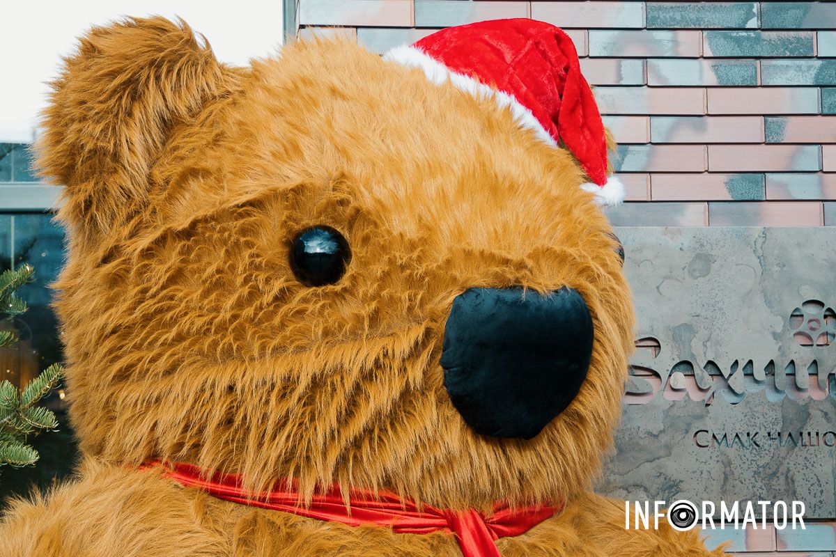 Як вам цей стильний ковпак? Різдвяна фотозона з величезним ведведем: де на Набережній Перемоги її знайти 9