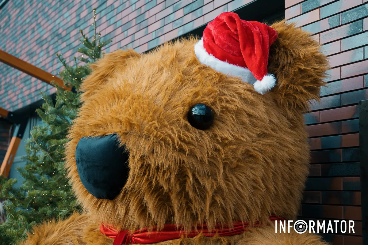 Фотозону з ведмедем замовляли? Різдвяна фотозона з величезним ведведем: де на Набережній Перемоги її знайти 1