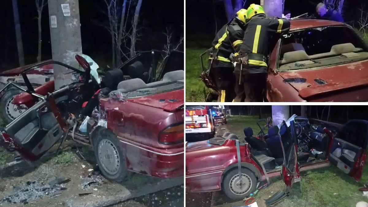 У Кривому Розі Mitsubishi влетів в стовп: водія деблокували рятувальники