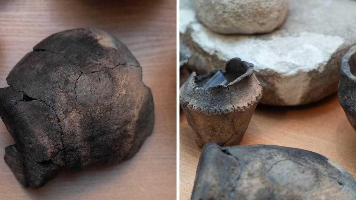 Археологи виявили глиняні горщики, вохру, крем’яні знаряддя, тонкі металеві вироби Археологи виявили глиняні горщики, вохру, крем’яні знаряддя, тонкі металеві вироби