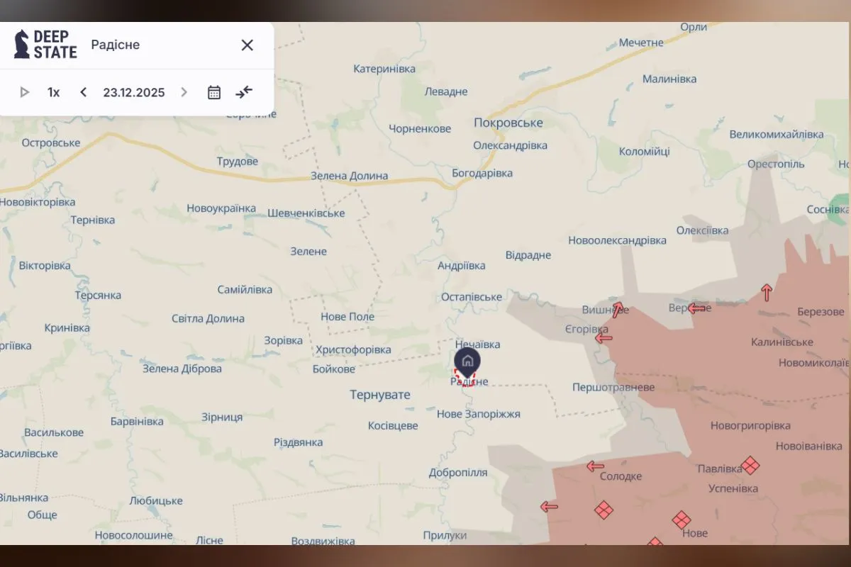 Населений пункт Радісне, про який пише Рьопке