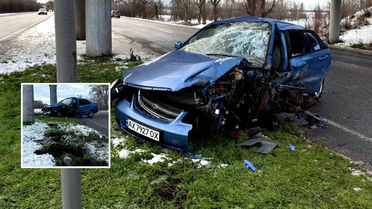 На трасі Дніпро – Кривий Ріг Chevrolet врізався у стовп: постраждали четверо людей