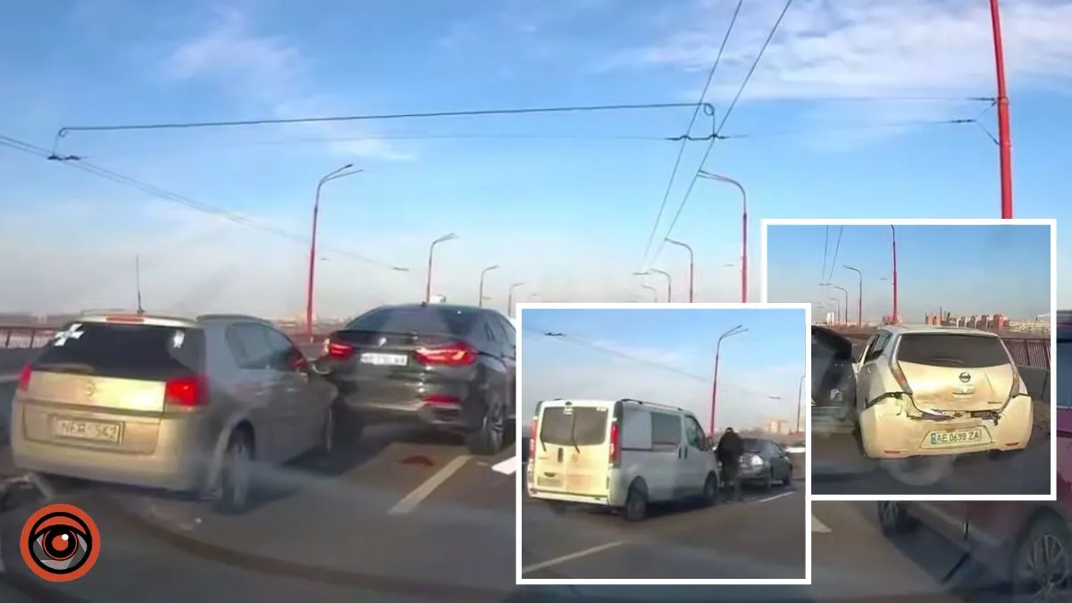 У Дніпрі на Новому мосту сталася масова ДТП, рух паралізований: відео моменту ДТП