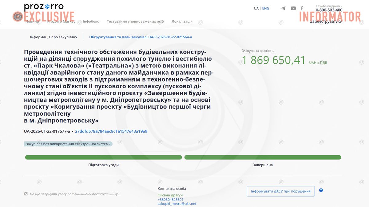 Тендер на понад 1,8 мільйона гривень Тендер на понад 1,8 мільйона гривень