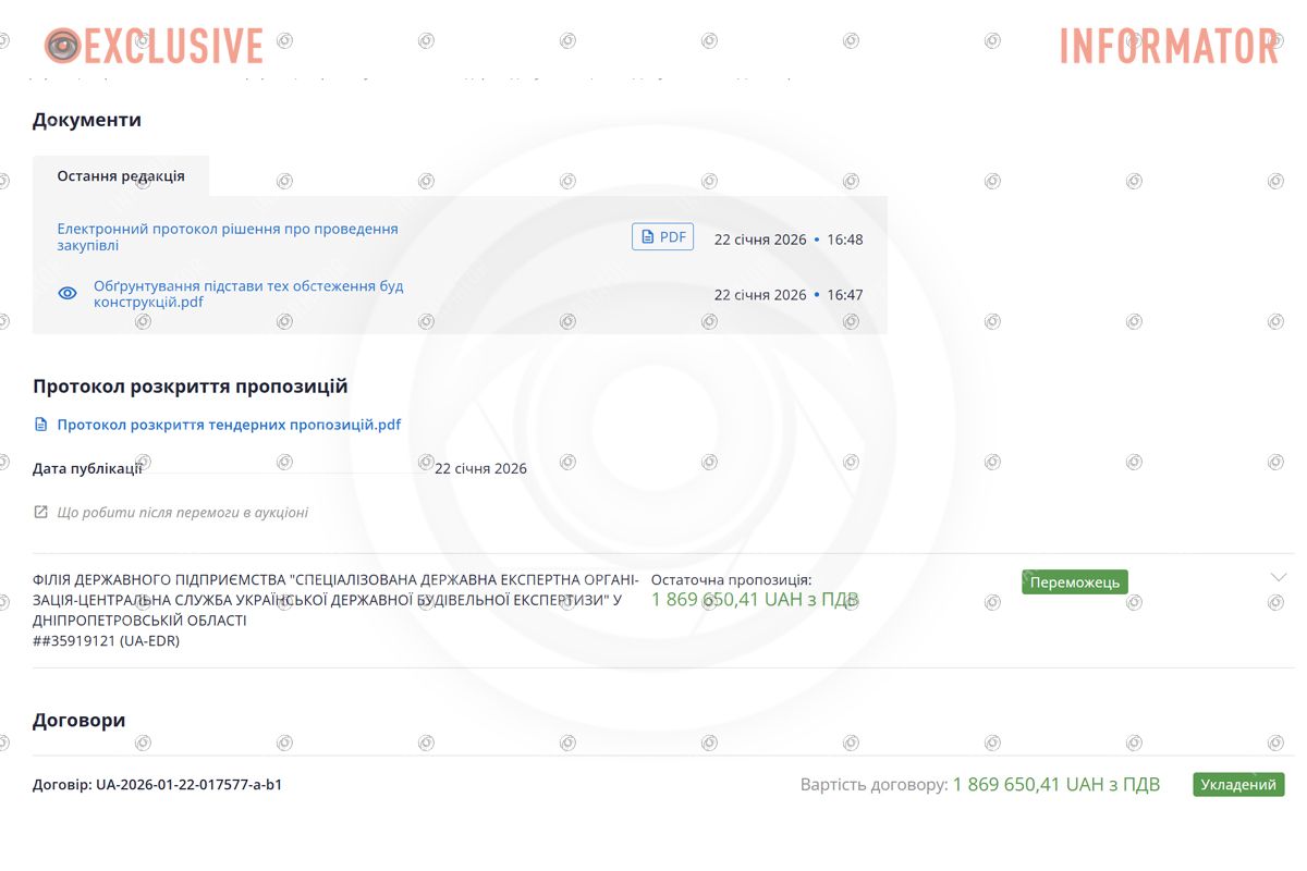 Договір на 1 мільйон 869 тисяч гривень укладений Договір на 1 мільйон 869 тисяч гривень укладений