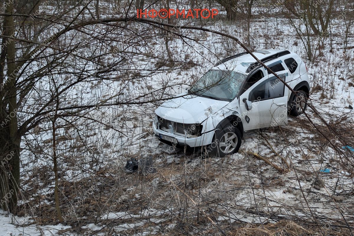 Три ДТП в одному місці: на виїзді з Дніпра Renault вилетів у кювет, а Daewoo врізався у дерево, є постраждалі 5