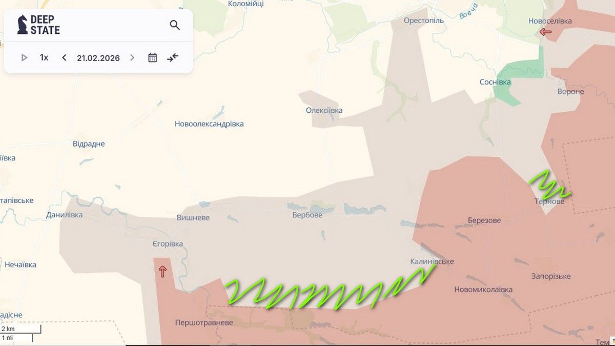 Зміни на мапі DeepState за 21 лютого