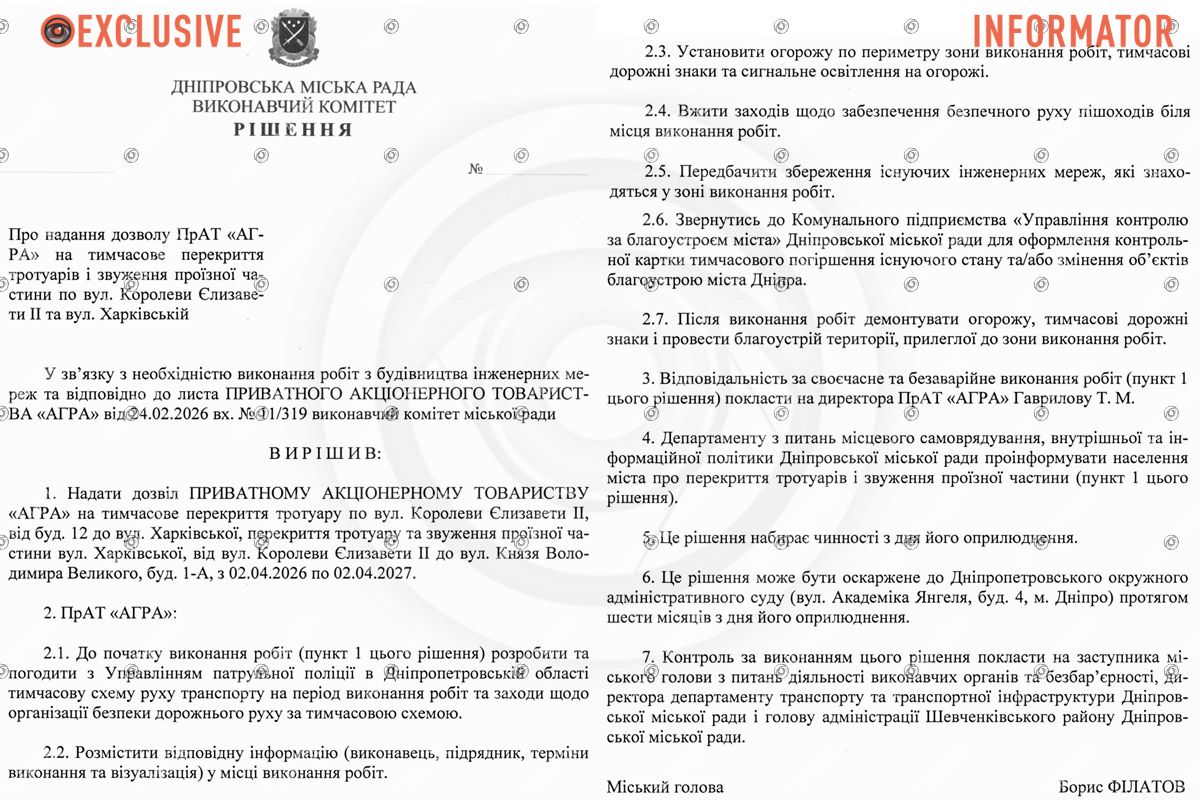 Проєкт рішення виконавчого комітету Дніпровської міської ради