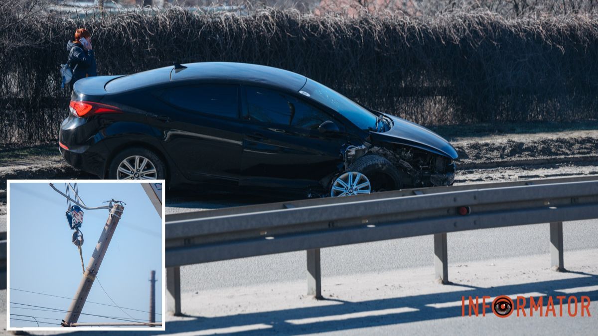 У Дніпрі на проїзді Гальченка машина врізалась в стовп